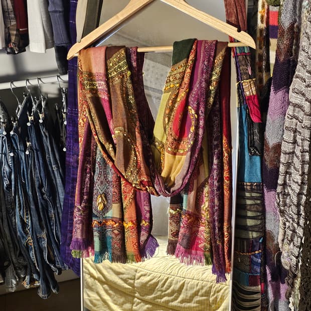 무지개떡 자수 히피 하구미 머플러