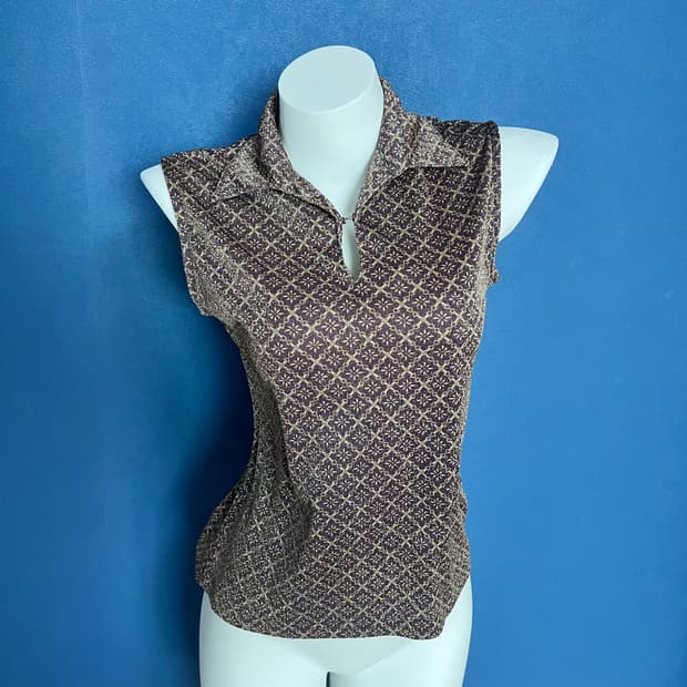 일본 빈티지 패턴 슬리브리스