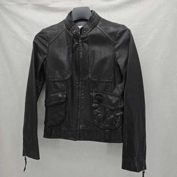 SON JUNG WAN 블랙 레더 여성 라이더 자켓