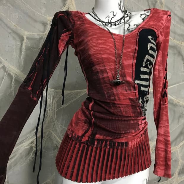 Salvage 펑크 프린팅 후드 원피스 빈티지 고스 고딕