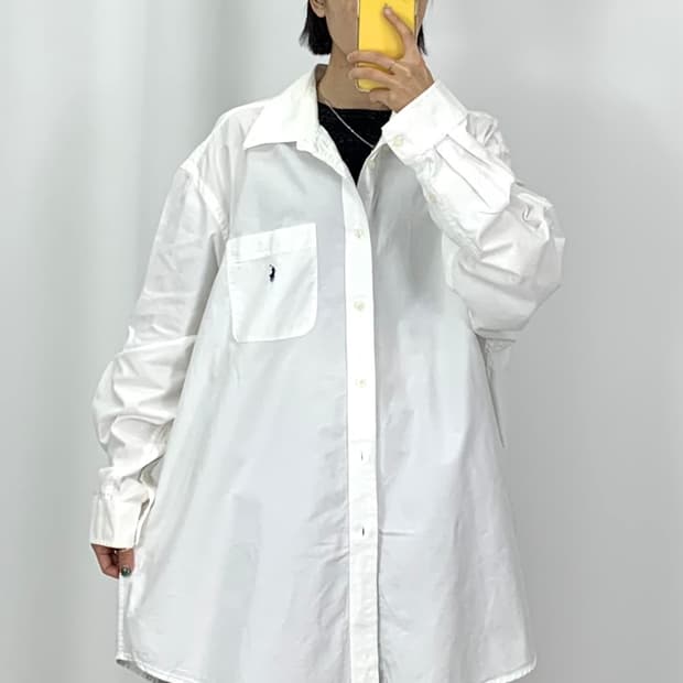  [4XL]POLO 화이트 옥스포드 긴팔셔츠 