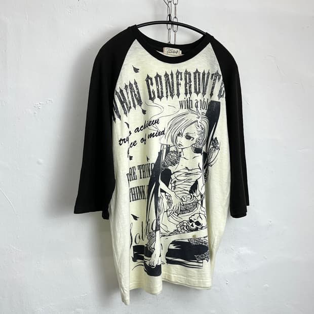 Glitter Graphic Raglan 3/4 Sleeve T-shir