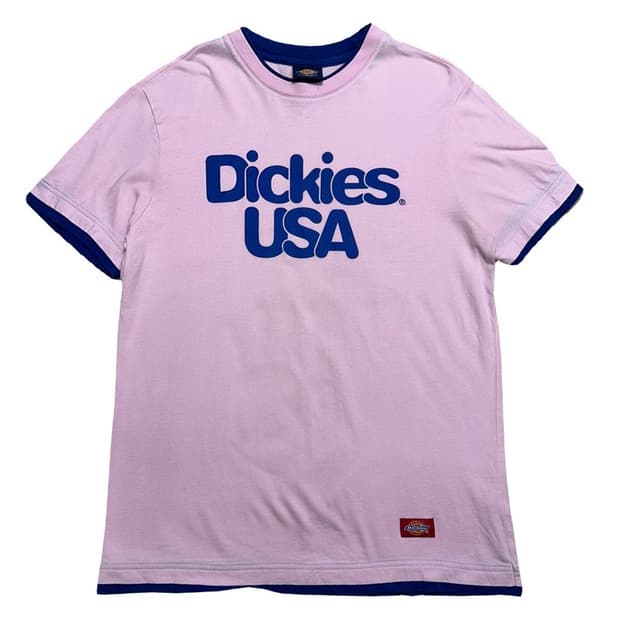 DICKIES 핑크+블루 레이어드 반팔 L