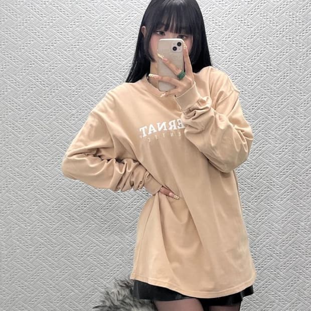 커버낫 캐주얼 빈티지 오버핏 프린팅 롱슬리브 L C09773