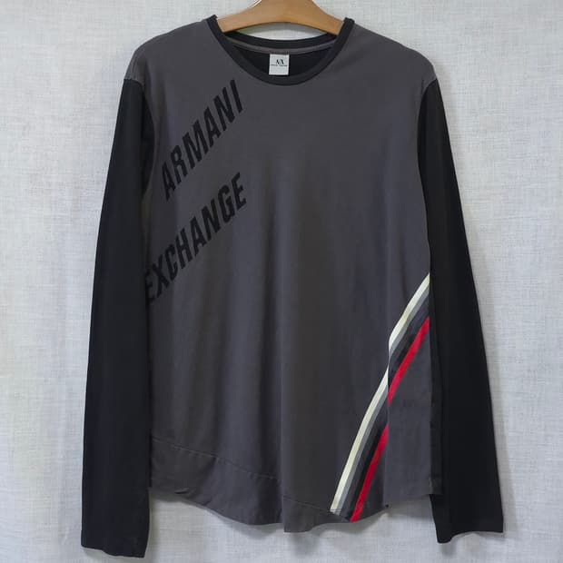 아르마니 익스체인지 AX 긴팔 티셔츠 기능성 슬림핏 남성 100