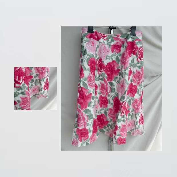 Pink Rose Floral Skirt 플로럴 미디 스커트