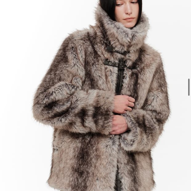 2000 ARCHIVE ROCHE FAUX FUR JACKET GREY