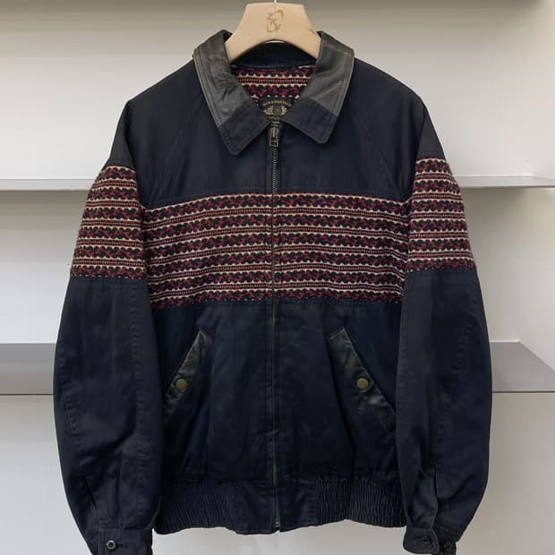Mikebirnies 90s 울 니티드 봄버 자켓