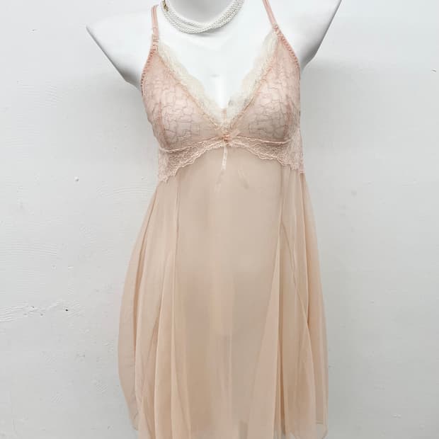 핑크 시어 샤인 레이스 슬립