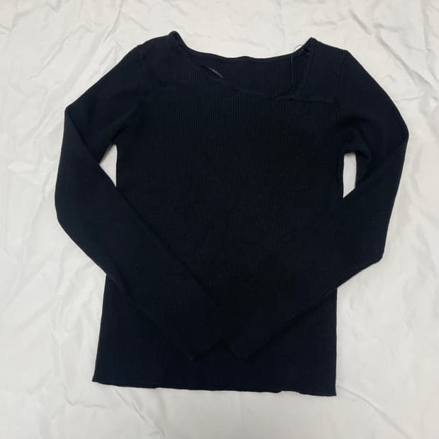 AZUL 블랙 골지 니트 M