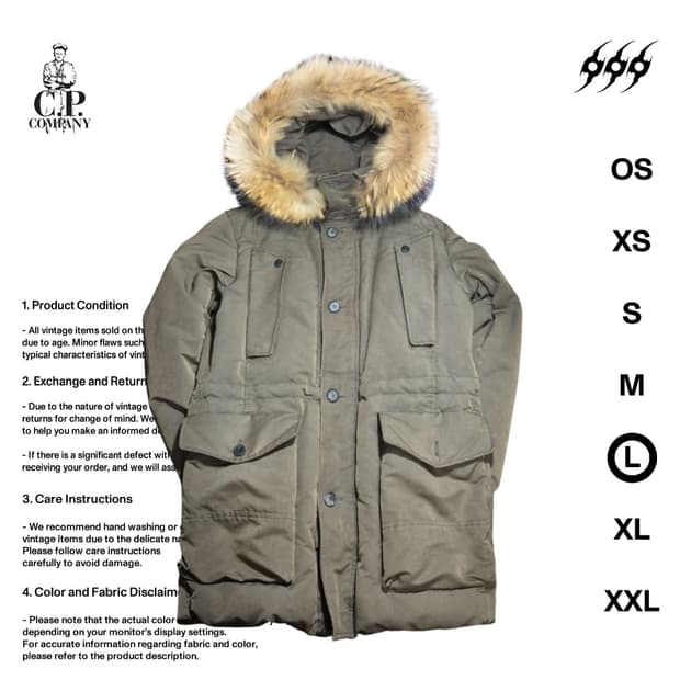 C.P 컴퍼니 라쿤퍼 덕다운 100사이즈 롱패딩 