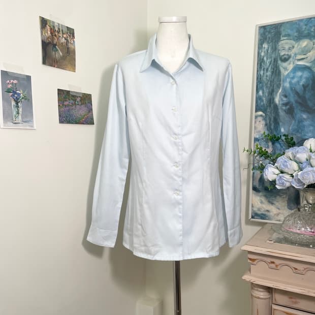 sheer sky blue basic line shirt(size-11)