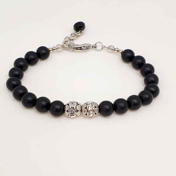 크리스탈 볼 오닉스 팔찌