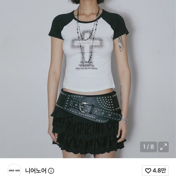 니어노어 CROSS ROSE RAGLAN TEE_IVORY
