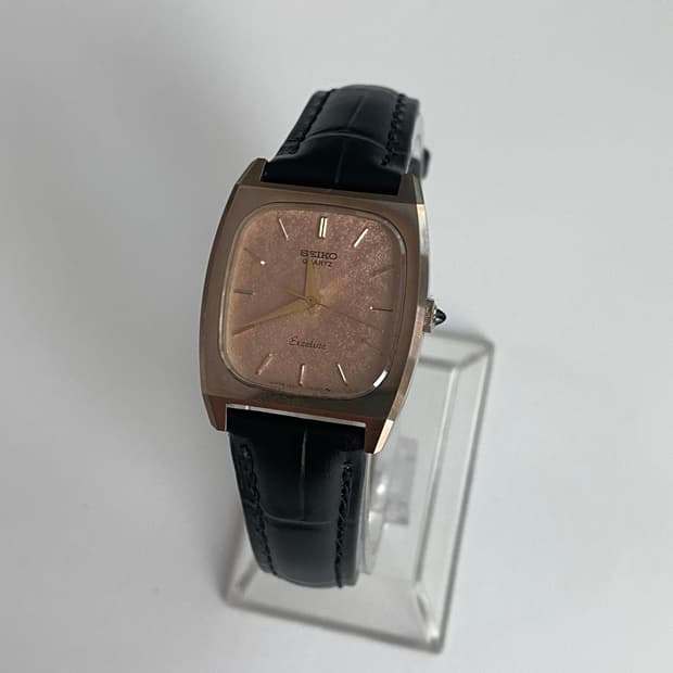 Seiko 스퀘어 쿼츠 엑셀린 로즈골드
