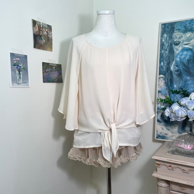 coral ivory bow point fairy blouse