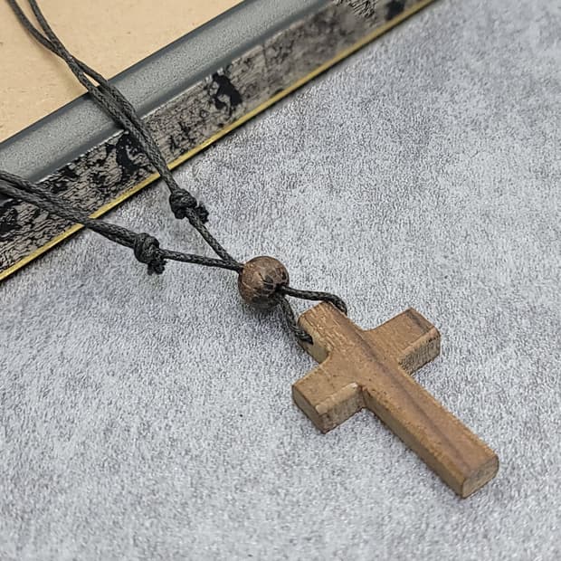 우드 십자가 빈티지목걸이