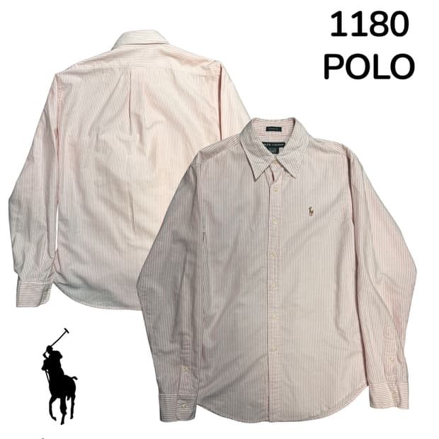 폴로 클래식핏 스트라이프 여성용 핑크 셔츠 xs