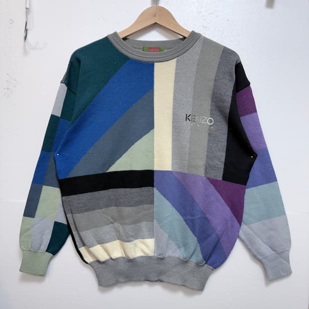 KENZO 90s 골프 멀티컬러 패턴 니트 L