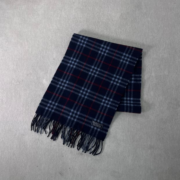 버버리 노바체크 램스울 네이비 머플러 