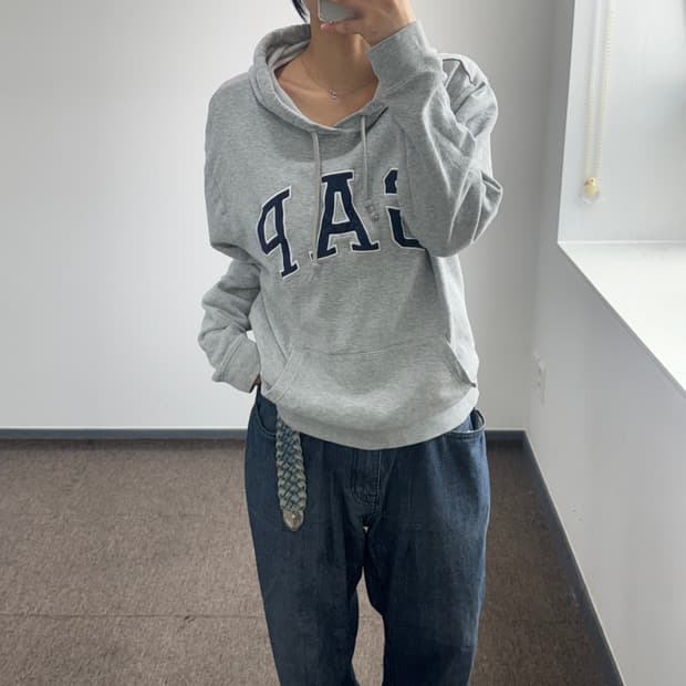 Gap 갭 네이비 로고 그레이 후드티