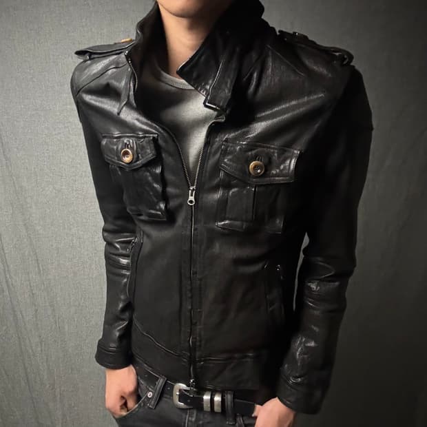 goat skin pocket leather jacket