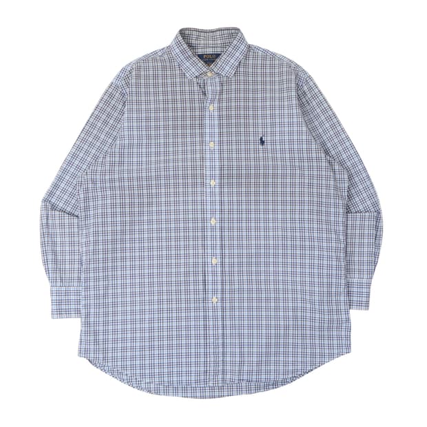 폴로 랄프로렌 라이트 블루 체크 스트레치 셔츠