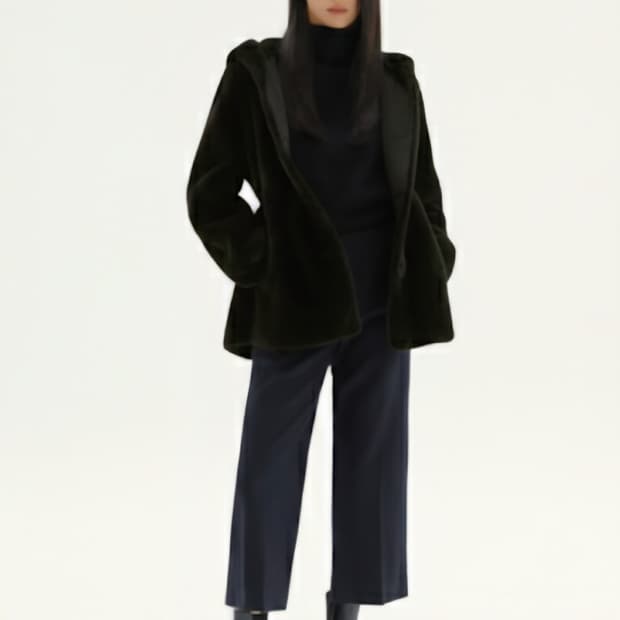 LBL 페이크밍크 후드 자켓 77사이즈