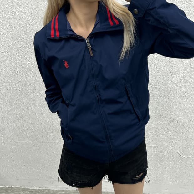 폴로 랄프로렌 레드배색 네이비 스윙톱 S