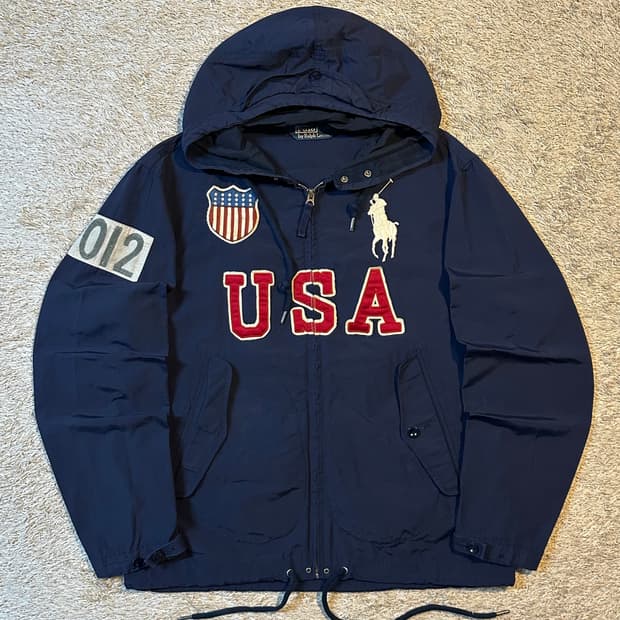 폴로 랄프로렌 USA 성조기 빅포니 로고 후드 자켓 네이비