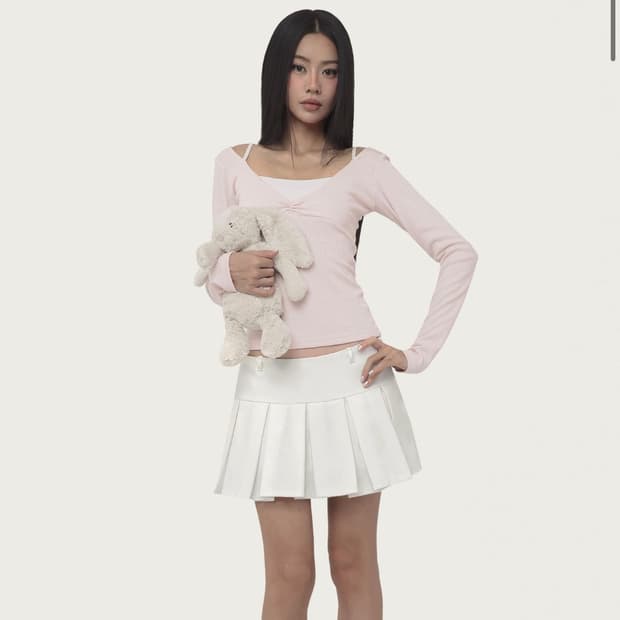 클리시어 허깅 리본 스커트 화이트 M