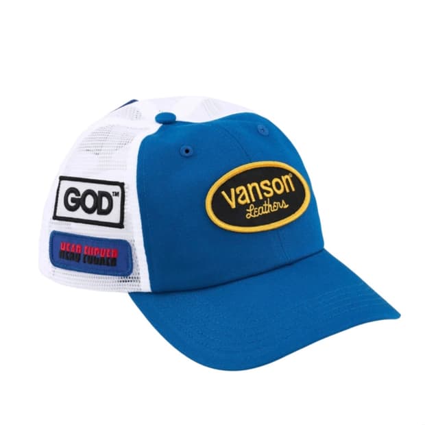 슈프림 x 밴슨 x 히스테릭글래머 레더 메쉬캡 블루