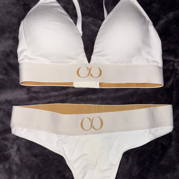 qise 바프용 섹시 고급 화이트 골드 뫼비우스 배색 깔롱 속옷 세트