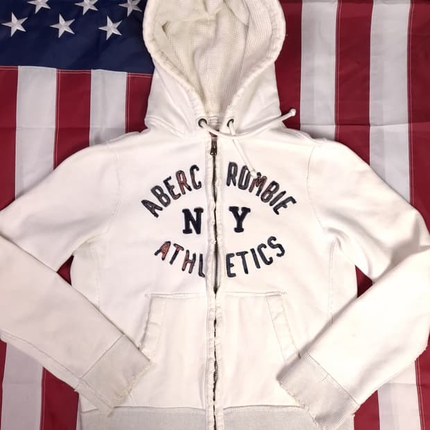 오리지날 아베크롬비 빈티지 화이트 후드 집업