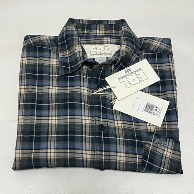 [M,L]이알엘 ERL 25fw BLUE PLAID 체크 셔츠