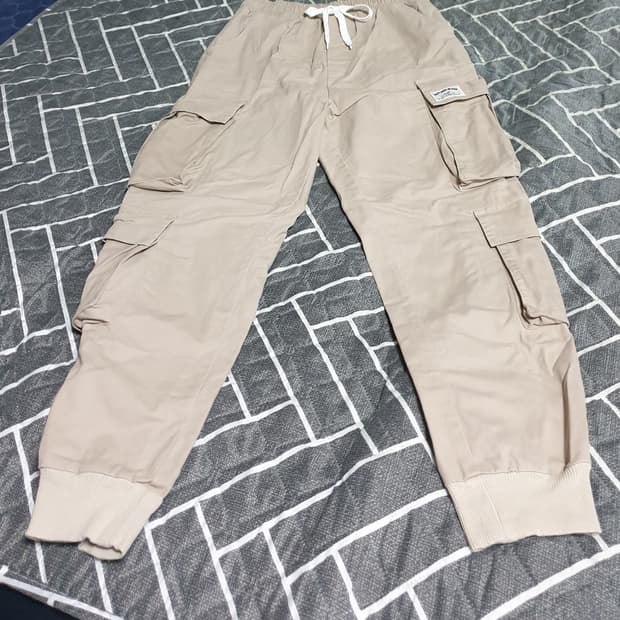 더블제이디 스판 밴딩 카고 조거팬츠 베이지 (M)