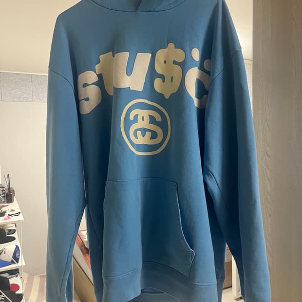 스투시 x CPFM 8볼 피그먼트 다이드 후드 블루