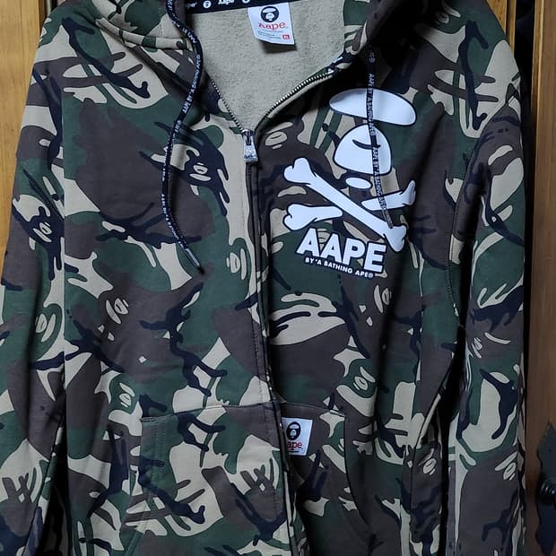 [XL] AAPE 에이프 로고 후드 집업 카모