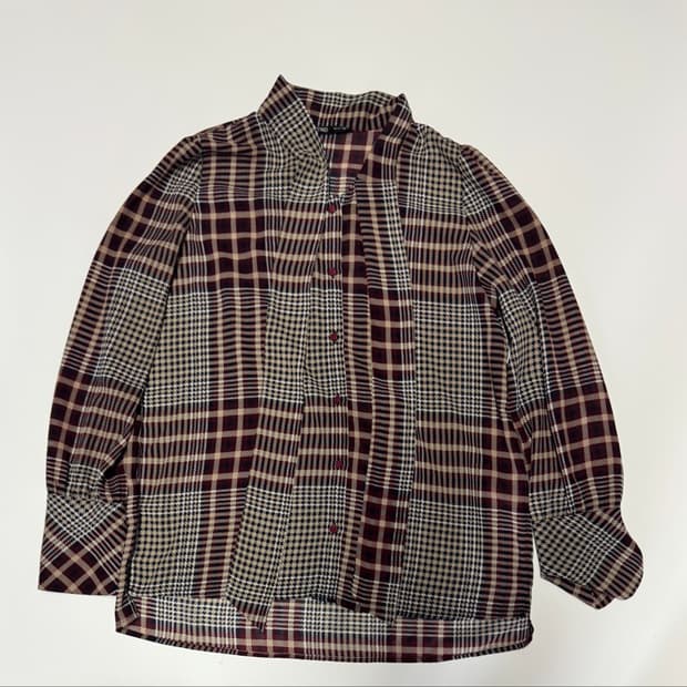 여성 미쏘 mixxo 빈티지 멀터컬러 스카프 블라우스 셔츠 S