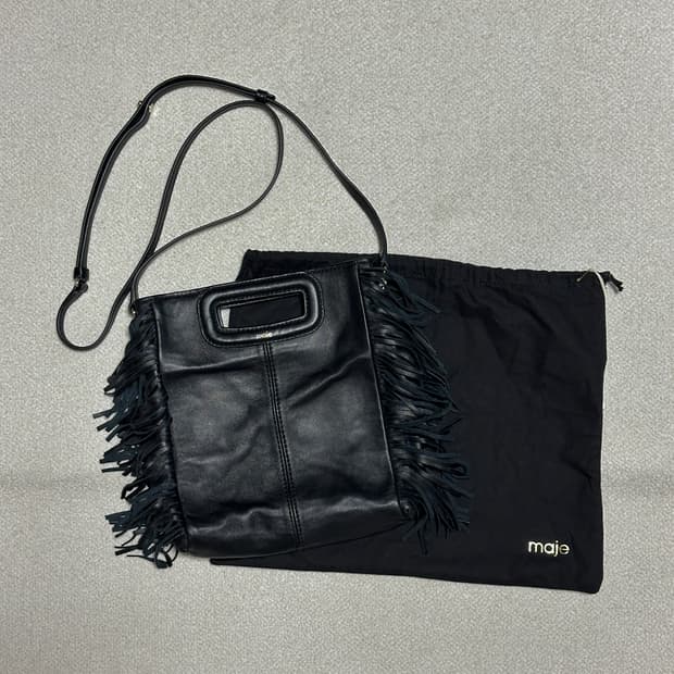 마쥬 프린지 레더 크로스백
