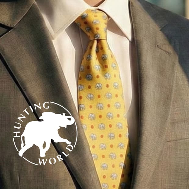 헌팅월드 실크 라임 코끼리 패턴 넥타이 9.4cm A등급 K1749
