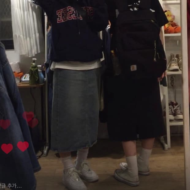 데님 롱스커트 S
