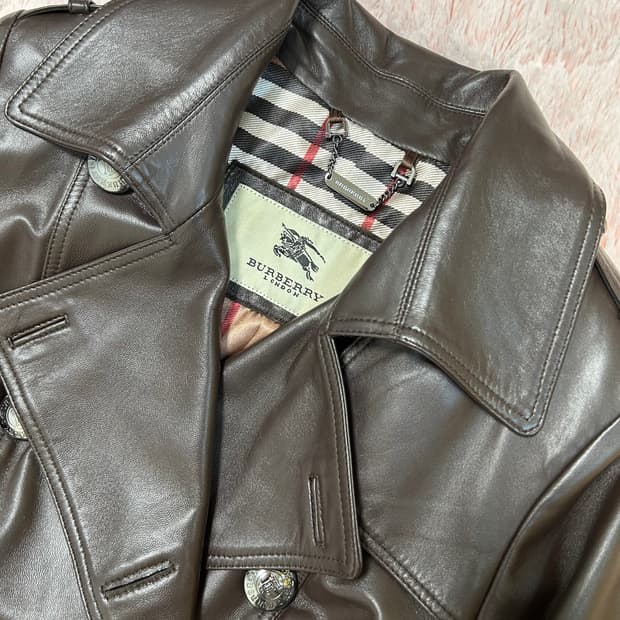 BURBERRY LONDON 버버리 다크체스트넛 양가죽 벨티드 코트
