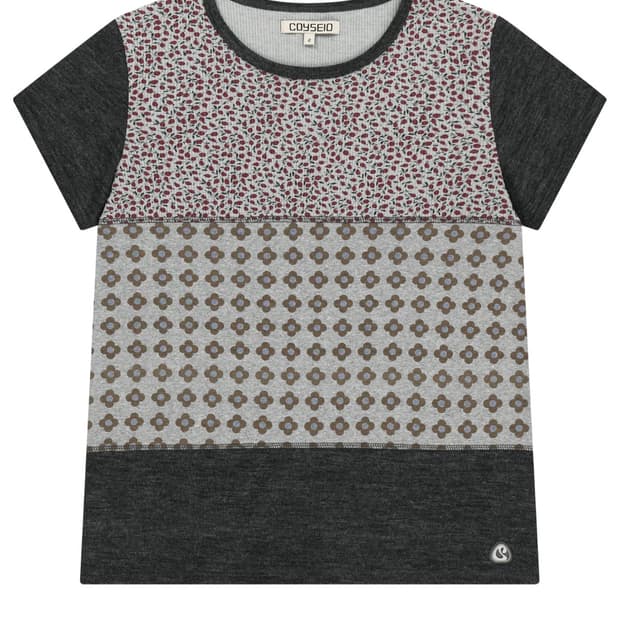 FLOWER PATCHWORK T-SHIRT GREY