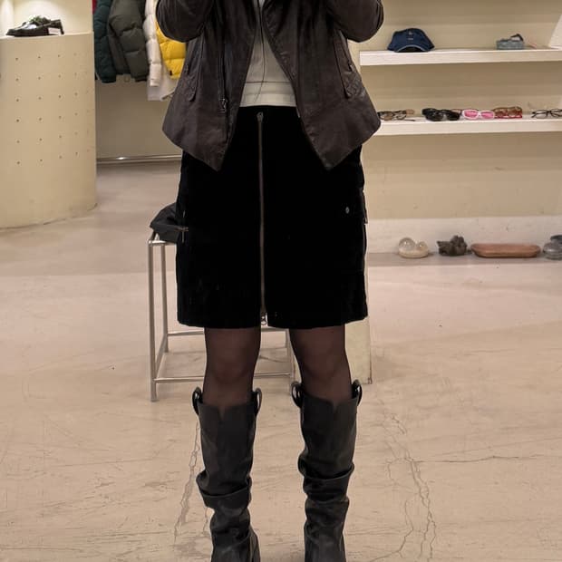 빈티지 벨벳 카고 지퍼 스커트 U986