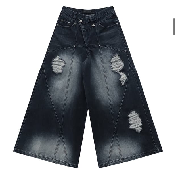 트리밍버드 Damaged Over Wide Denim Pants