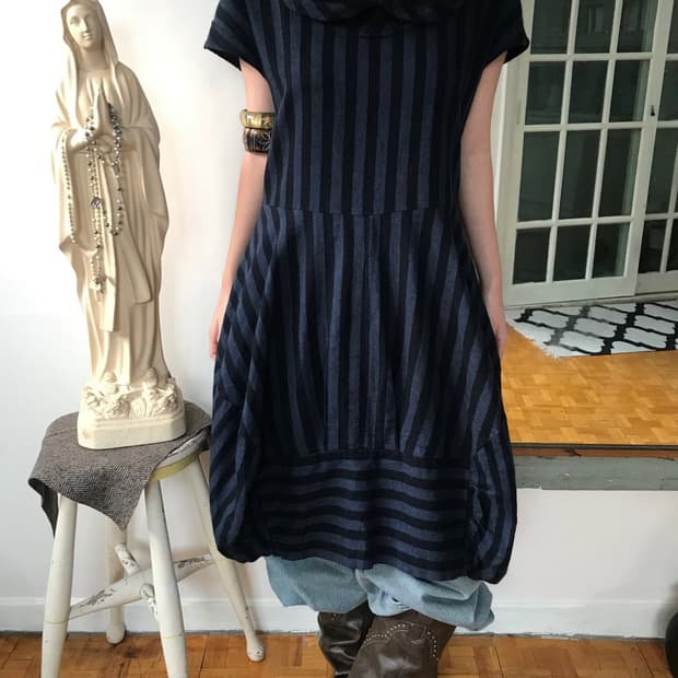 vintage stripe ballon one-piece