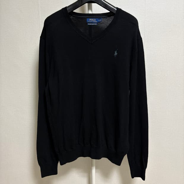 폴로 랄프로렌 워셔블 메리노울 V넥 니트 / 블랙, M