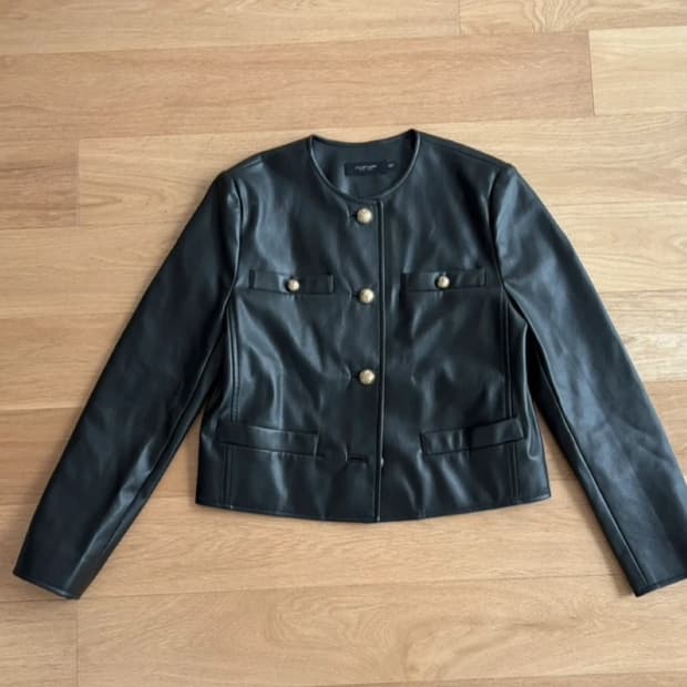 질스튜어트 뉴욕 블랙 레더 자켓 85