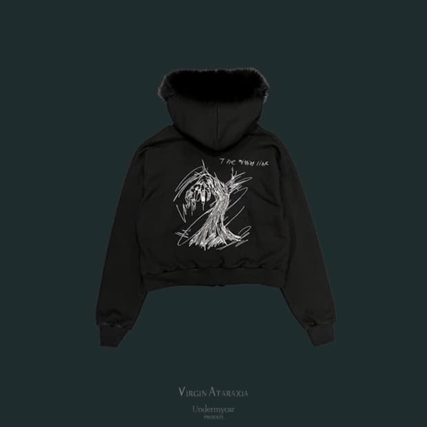 언더마이카 폭스 퍼 엠보로이드 후드 집업 블랙